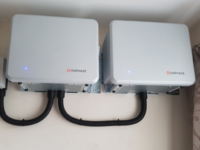 2 Enphase Energy AC batteries on kitchen wall
