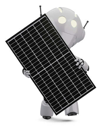 Robot with black and white solar panel